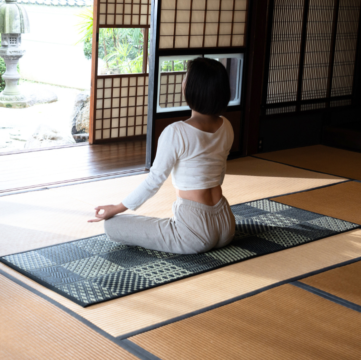 畳ヨガマット edo plain 江戸小紋 国産い草 和柄 瞑想 ストレッチマット トレーニングマット 