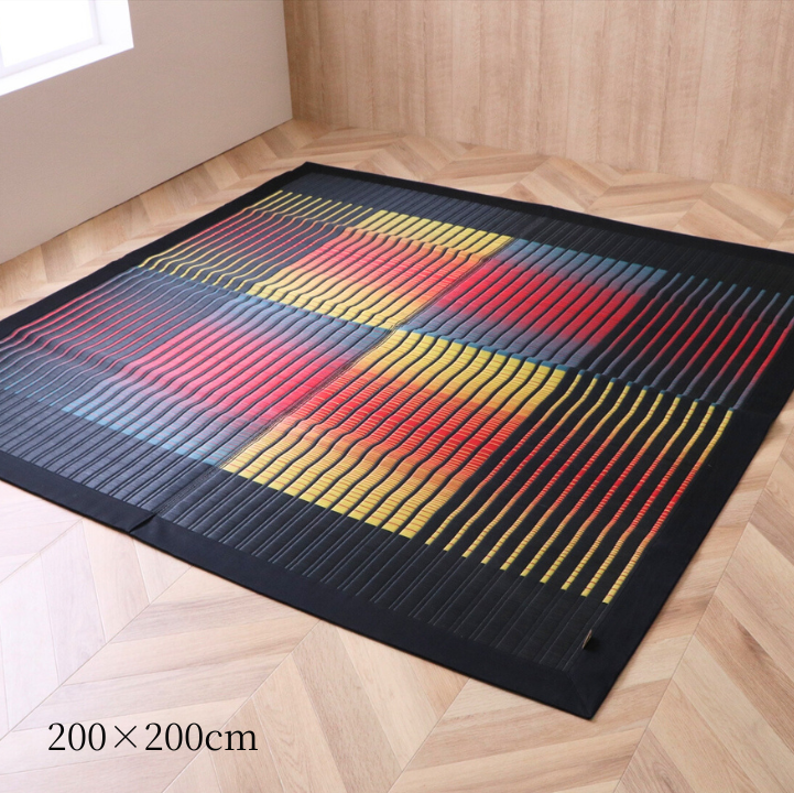 国産 い草ラグ 剣ヶ峰 掛川織 ブラック 200×200cm 200×250cm