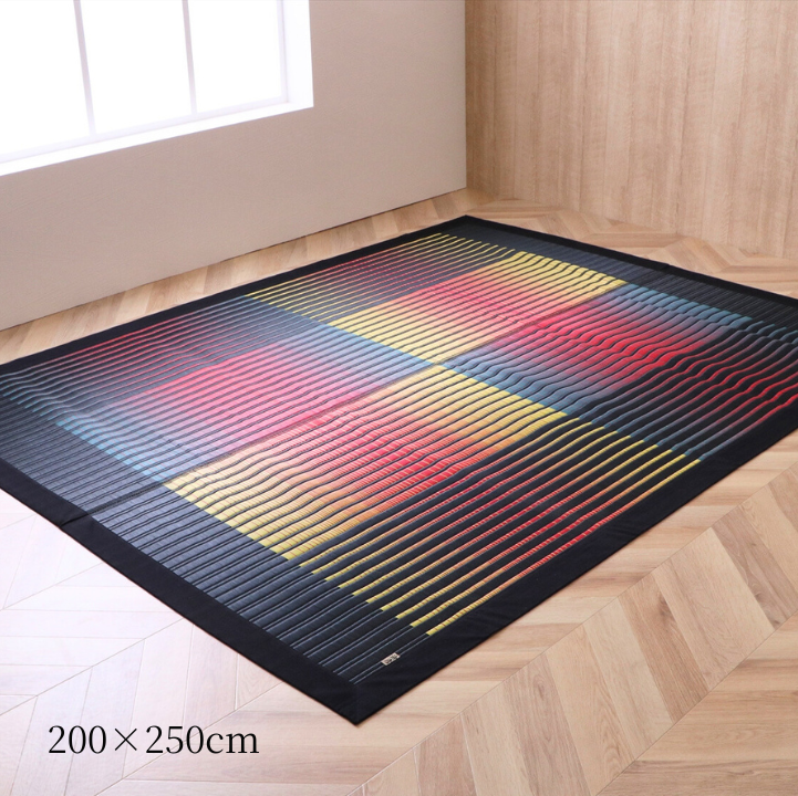 国産 い草ラグ 剣ヶ峰 掛川織 ブラック 200×200cm 200×250cm
