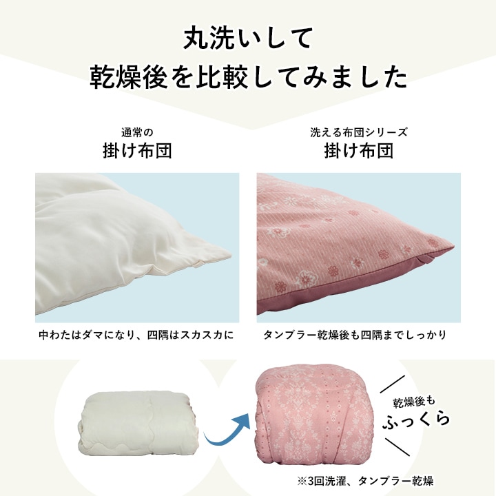 洗える布団 掛布団 乾燥機OK コインランドリー 日本製 シングル セミダブル ダブル