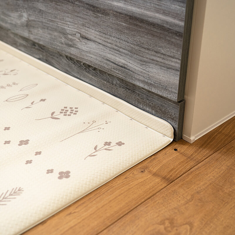 拭ける 折り目付きキッチンマット アイビー 滑りにくい 北欧