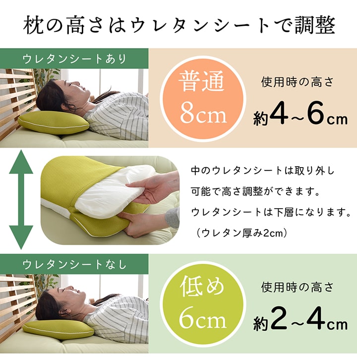 枕 森の眠り ヒバ 高さ調整枕 35×50cm 洗える
