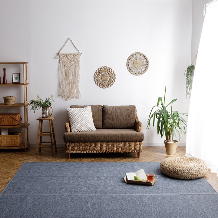 竹ラグ NSジーンズ 夏用 ひんやり 自然素材 2畳 3畳 円形 デニム風