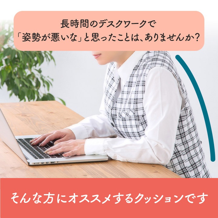 オフィス デスク ワーク サポート クッション 姿勢をサポート ブラック 約40×40cm
