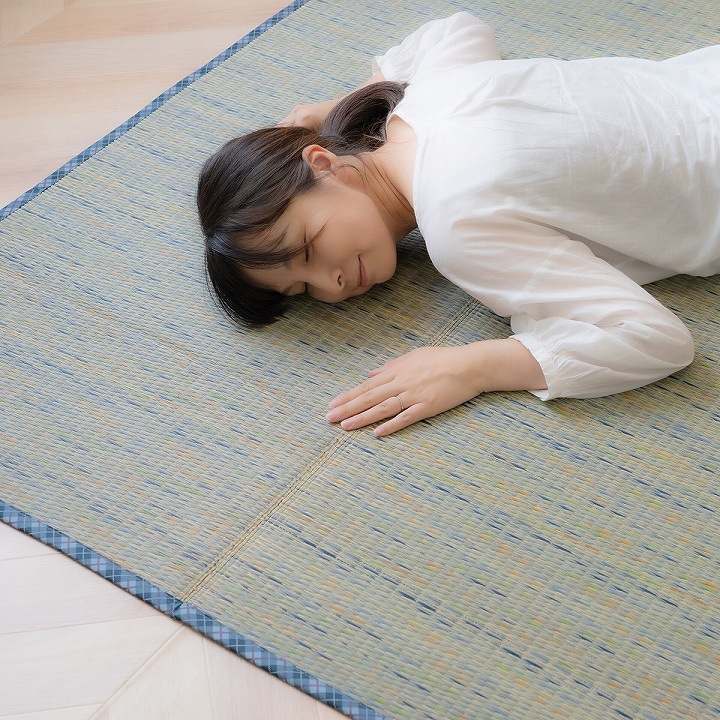 NCXシルフ い草 い草ラグ カーペット シンプル ボーダー 滑り止め 抗菌防臭 IKEHIKO シルフ ラグ 正方形 い草 自然素材 シンプル ボーダー