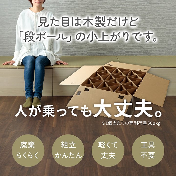 小上がり畳 70×70×29.5cm 半畳 い草 畳マット ダンボール エコ