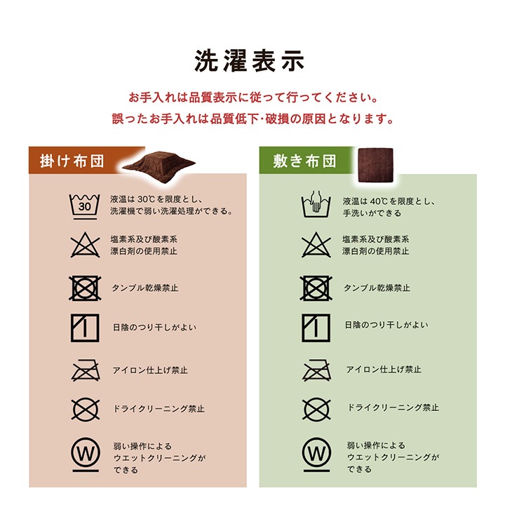 こたつ2点セット ノート こたつ布団＋敷き布団 正方形 長方形 ズレ防止用ひも付き