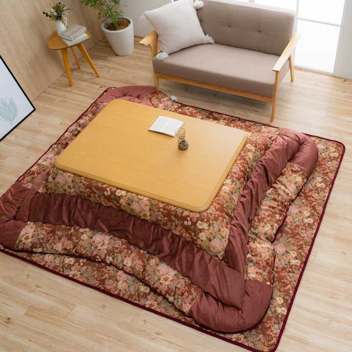 こたつ2点セット こたつ掛け布団 ミリア 正方形 長方形 エレガンス柄