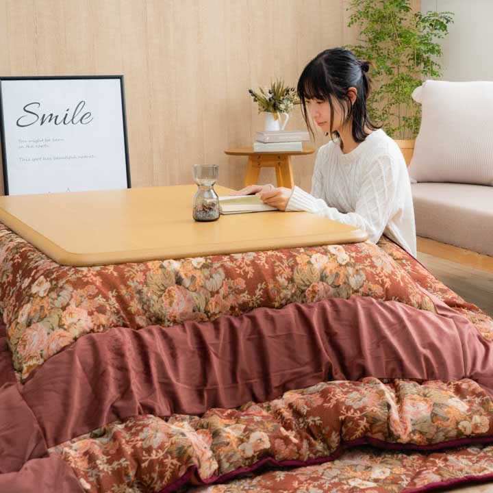 こたつ2点セット こたつ掛け布団 ミリア 正方形 長方形 おしゃれ エレガンス柄 省エネ イケヒコ公式通販