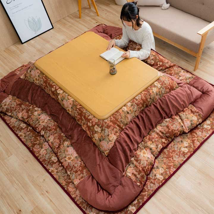 こたつ2点セット こたつ掛け布団 ミリア 正方形 長方形 エレガンス柄