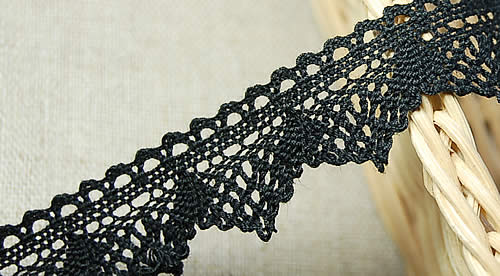 2cm幅 黒トーションレース（1m） | トーションレース,黒 | イケナカレース
