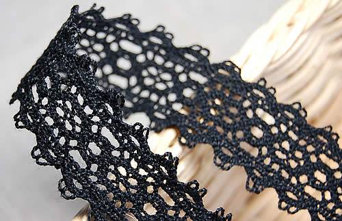 2cm幅 黒トーションレース（1m） | トーションレース,黒 | イケナカレース