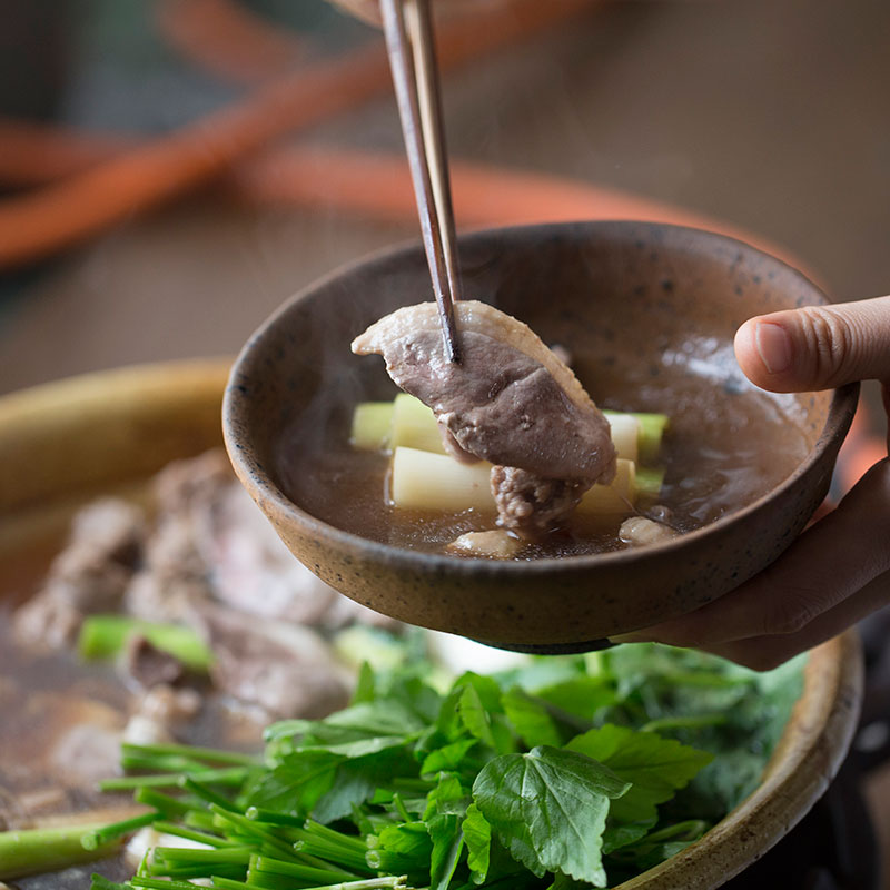 週末お届け｜鴨セリ鍋セット～京セリと春菊と合鴨～（２～３人前）