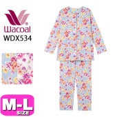 20％OFF【SALE/セール】ワコール wacoal リラックス＆スリープ WDX534 パジャマ ルームウェア セットアップ 長袖 長ズボン 前開きタイプ 花 綿100% M Lサイズ PW 母の