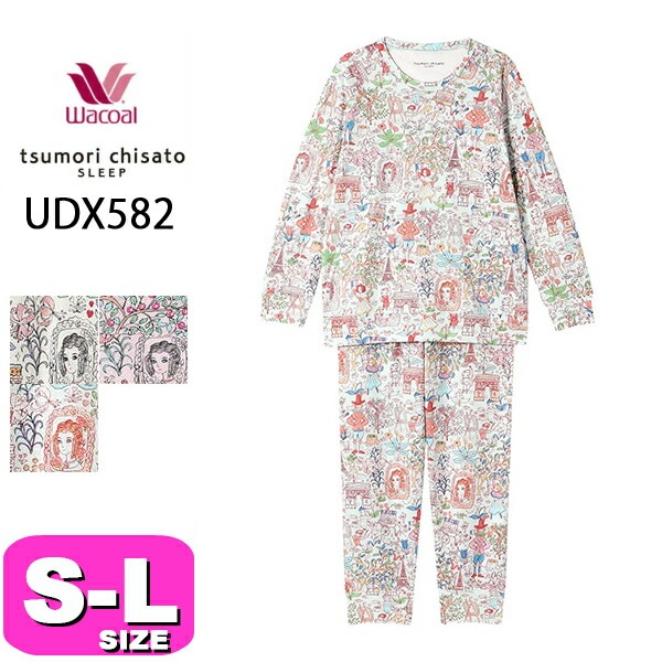 ワコール wacoal ツモリチサト tsumori chisato ツモリチサトスリープ パジャマ ルームウェア UDX582 長袖 長ズボン セットアップ かぶりタイプ 綿混 MLサイズ PW 秋