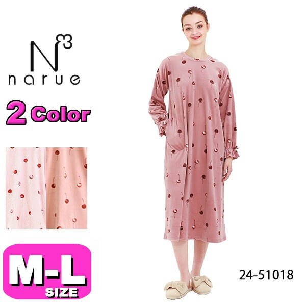 30%OFF【SALE/セール】ナルエー narue Moon Tan パジャマ ルームウェア ワンピース 24-51018 長袖 かぶりタイプ M-Lサイズ フリーサイズ 秋 冬 母の日 敬老の日 