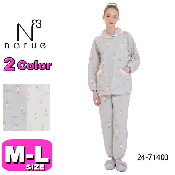 ナルエー narue パジャマ ルームウェア セットアップ 24-71403 あったか 長袖 長ズボン かぶりタイプ ラグラン袖 裏綿接結(綿入り)スノーマンショールカラーパジャマ M-Lサイズ フリ