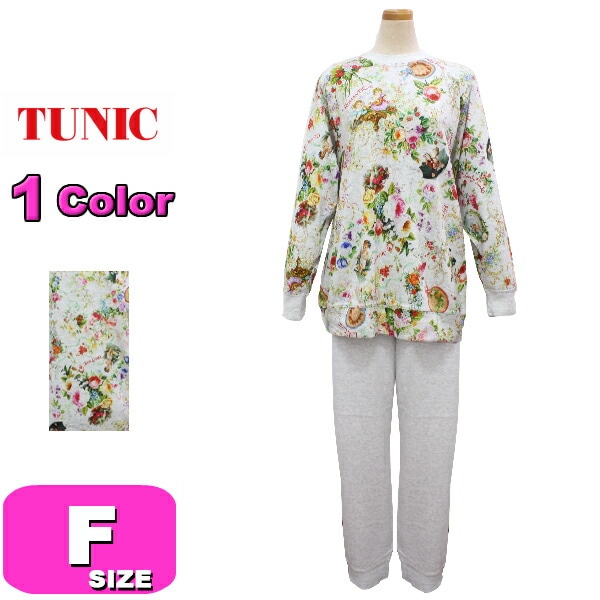 TUNIC チュニック 23438 パジャマ ルームウェア セットアップ トレーナーパジャマ 40接結 ローズエンジェル 長袖 かぶりタイプ 綿100% フリーサイズ 秋 冬 春 母の日 敬老の日 プ