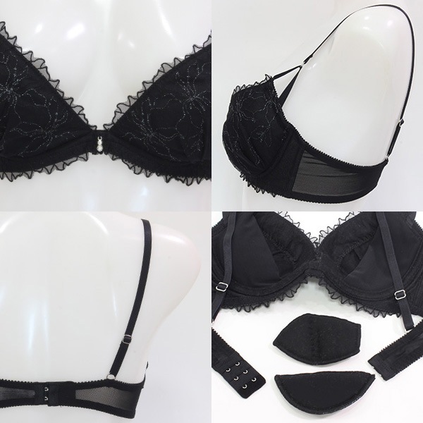 ブラジャー ショーツ セット 下着 シマリングブルーム 3/4カップ