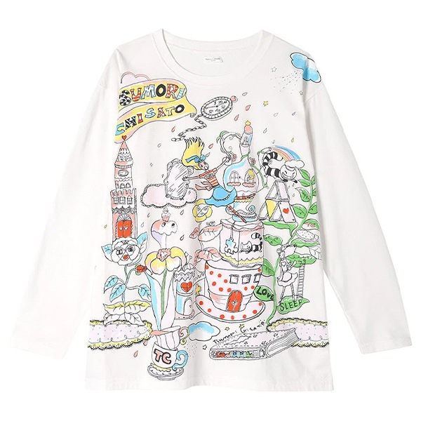 ワコール　ツモリチサトsleep トップス　長袖Tシャツ　不思議の国　M ワコール wacoal ツモリチサト tsumori chisato ツモリチサトスリープ
