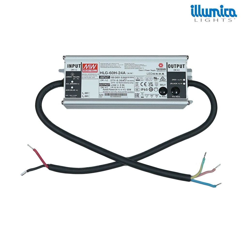 アース線付き防水電源 HLG-60W-24V 出力 DC24V 2.5A (60W)