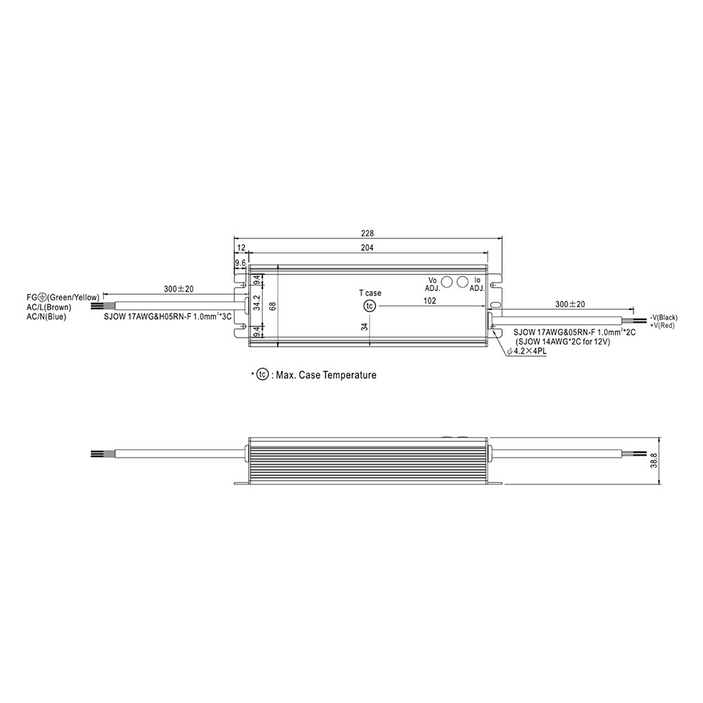 アース線付き防水電源 入力 AC90～305V 出力 DC12V 12.5A (150W)  イルミカDC12V LED対応