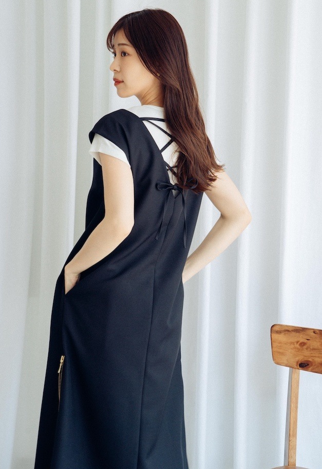 side zip slit jumper skirt