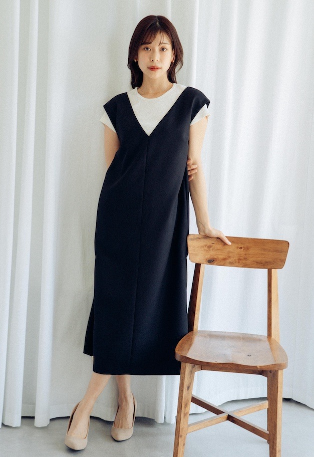 side zip slit jumper skirt