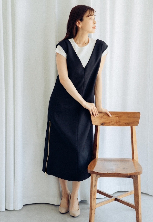side zip slit jumper skirt