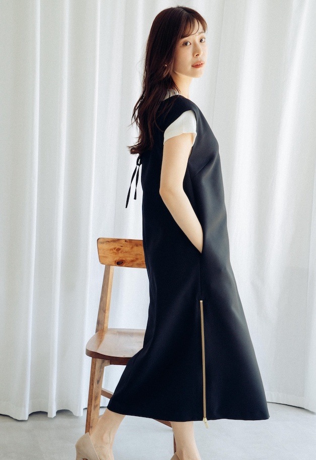 side zip slit jumper skirt