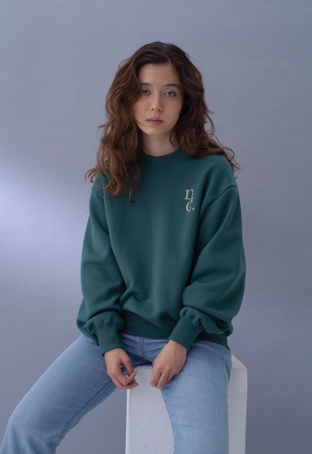 Crew Neck Logo Sweat【WHITE/GREEN】