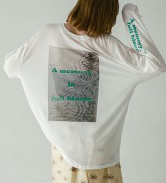 WHYTO. �ۥ磻�� 2way�������ץ��ȥ���T����� 2way sheer print long tee