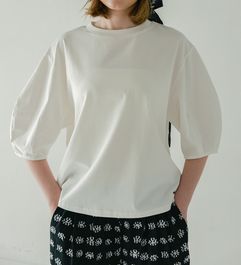 WHYTO. �ۥ磻�� �����֥��꡼��T curve sleeve tee