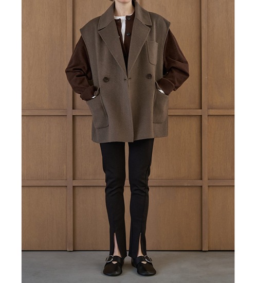 ��YENN/������ۥ��֥�ե������٥��ȥ��㥱�å�/DOUBLE FACE VEST JK(Y253-41089)