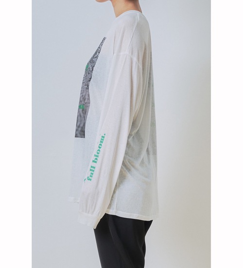 WHYTO. �ۥ磻�� 2way�������ץ��ȥ���T����� 2way sheer print long tee