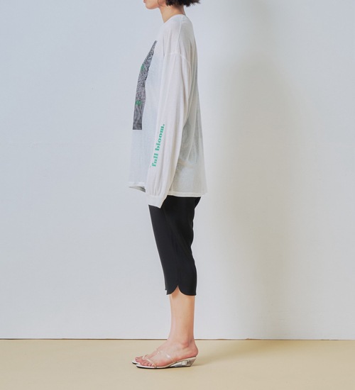 WHYTO. �ۥ磻�� 2way�������ץ��ȥ���T����� 2way sheer print long tee