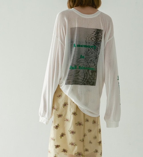 WHYTO. �ۥ磻�� 2way�������ץ��ȥ���T����� 2way sheer print long tee