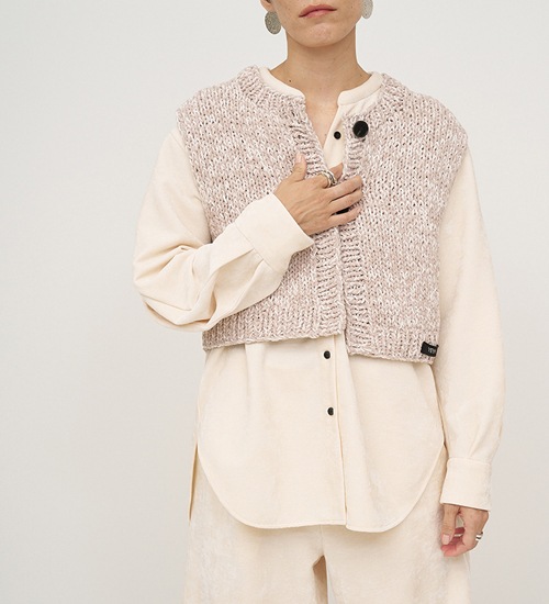 YENN/ۥߥåϥɥ˥åȥ٥/MIX HAND KNIT VEST(Y254-91117)