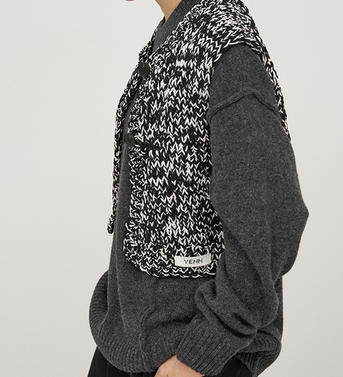 YENN/ۥߥåϥɥ˥åȥ٥/MIX HAND KNIT VEST(Y254-91117)