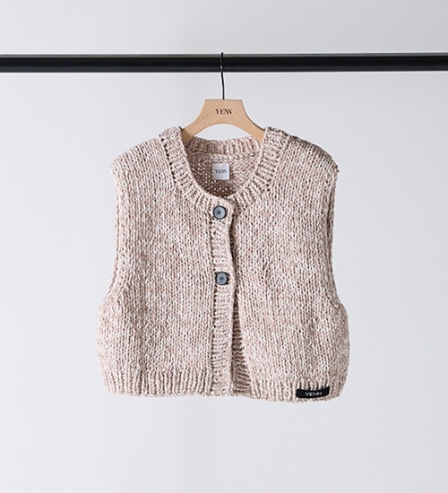 YENN/ۥߥåϥɥ˥åȥ٥/MIX HAND KNIT VEST(Y254-91117)