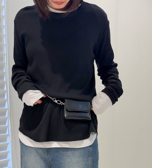 YENN ������ ���åȥ��֥���T COTTON RIB LONG TEE