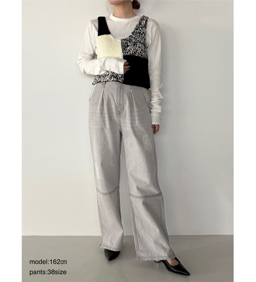 ��YENN/������ۥϥ��饤�����å��磻�ɥѥ��/HIGH RISE TUCK WIDE PANTS(Y252-31067)