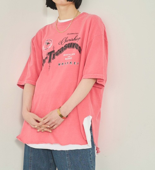 ��kha:ki/�������ۥإ�饦���TEE-�����������ե꡼��-/HEM ROUND TEE Whisky Freak