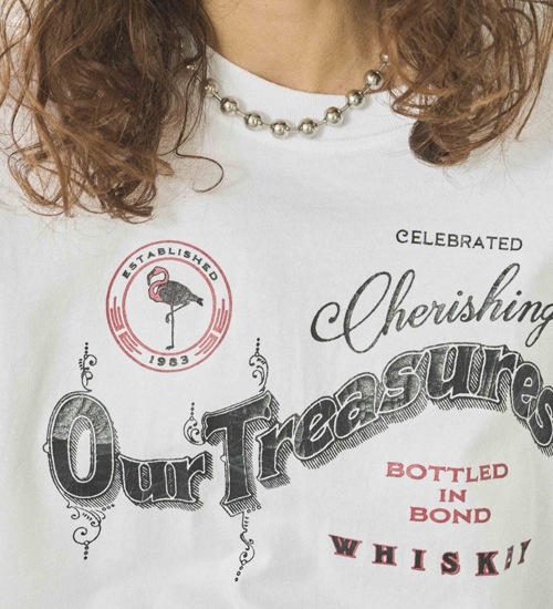 ��kha:ki/�������ۥإ�饦���TEE-�����������ե꡼��-/HEM ROUND TEE Whisky Freak