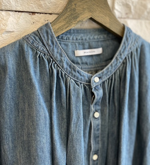 ��MANON/�ޥΥ�ۥ��������� �ǥ˥� ���ߥ��륷���/SQUARE DENIM AMICAL SHT
