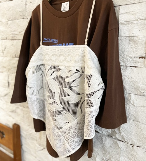 ��WHYTO./�ۥ磻�ȡۥ졼������ӥ͡�����󥭥�ߥ�����/lace combination camisole