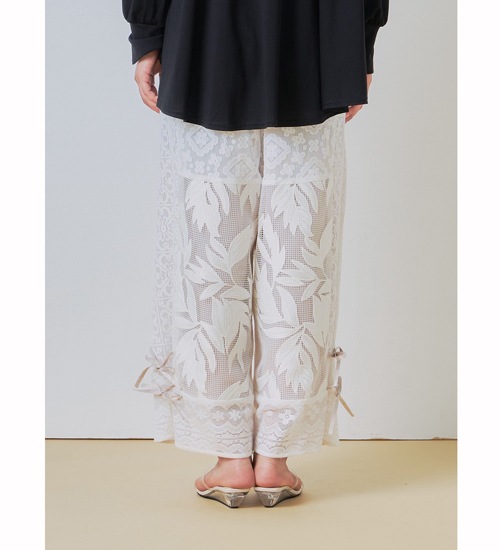 ��WHYTO./�ۥ磻�ȡۥ졼������ӥ͡������ѥ��/lace combination pants
