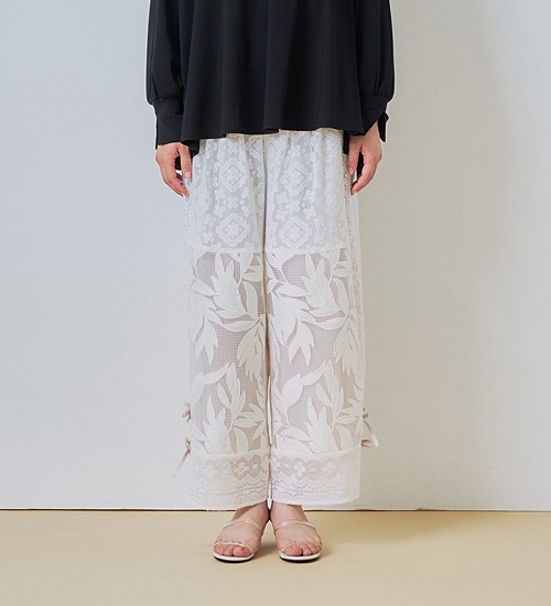 ��WHYTO./�ۥ磻�ȡۥ졼������ӥ͡������ѥ��/lace combination pants