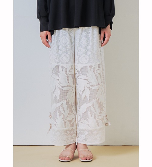��WHYTO./�ۥ磻�ȡۥ졼������ӥ͡������ѥ��/lace combination pants