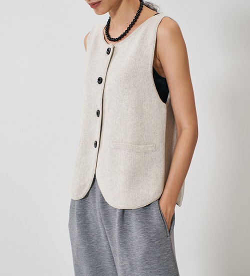 ��YENN/������ۥܡ��ȥͥå��˥åȥ٥���/BOAT NECK KNIT VEST(Y261-91017)